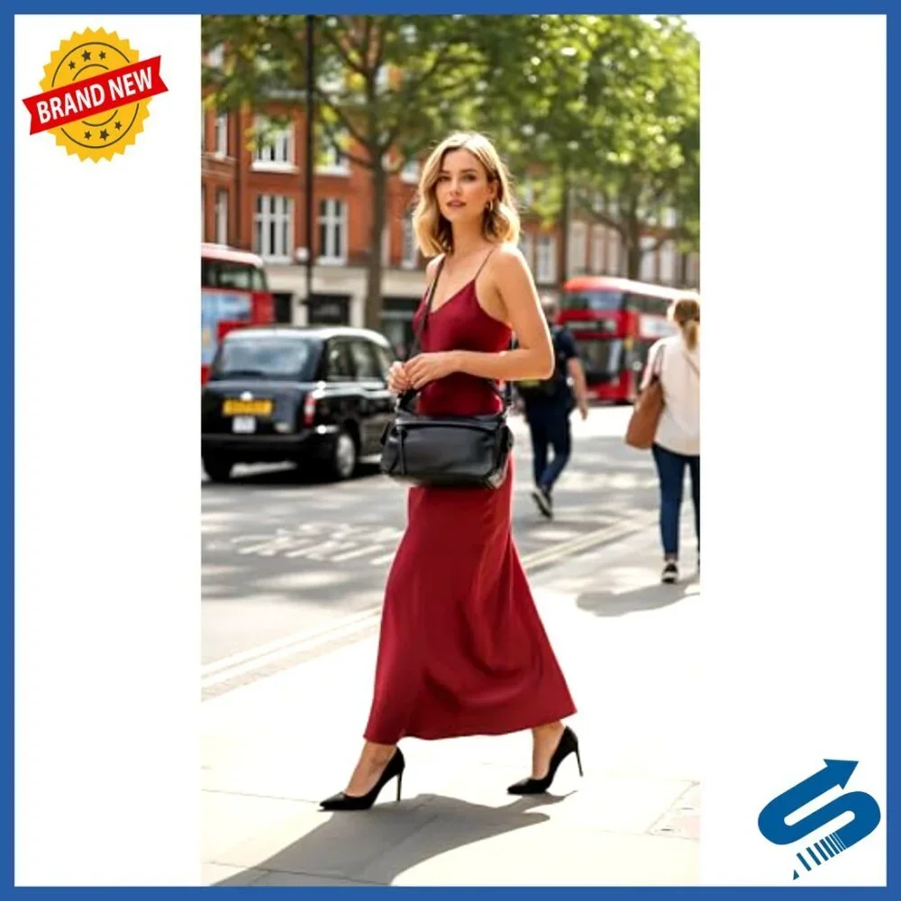 Faux Leather Satchel Handbag with Detachable Crossbody Strap